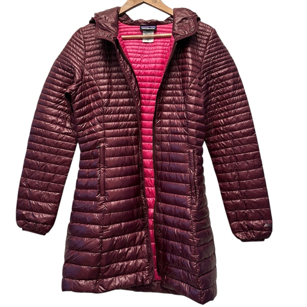 Patagonia Women's Quilted Puffer Coat - Plum with Pink Lining